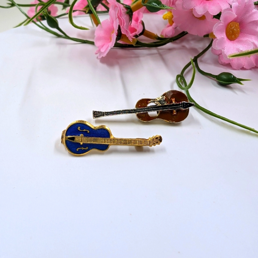 Lot of Two Vintage Instruments Micro Brooches